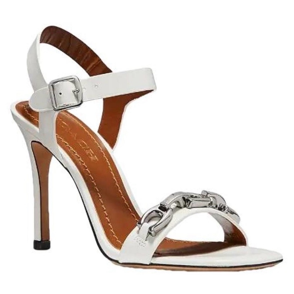 Coach "Bonnie" Slingback Patent Leather White Heeled Sandal sz 8 - Picture 2 of 14
